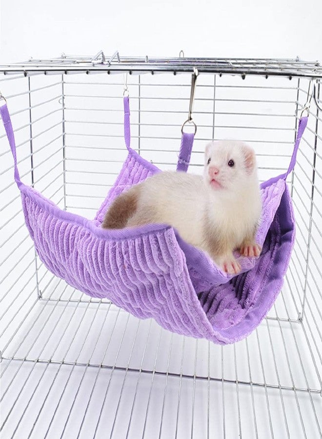 WOLEDOE Large Ferret Hammock, Hanging Tunnel Bed for Cage Fit Rats Chinchilla - Purple - Image 1